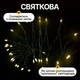Мережева світлодіодна гірлянда Кінський хвіст Мішура кімнатна 20 ниток 2 м 1200 LED діодів з пультом ДУ внутрішня для ялинки та кімнат від мережі зелена нитка колір світла Жовтий - зображення 2