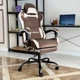Геймерське крісло DEXON AURA RD-6072 з підставкою для ніг, з велюру, металева хрестовина, Тауп - зображення 2
