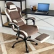 Геймерське крісло DEXON AURA RD-6072 з підставкою для ніг, з велюру, металева хрестовина, Тауп - зображення 5