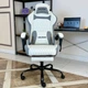 Геймерское кресло DEXON EVI RD-6072 с подставкой для ног, из экокожи, металлическая крестовина, Белый - изображение 3