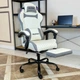 Геймерское кресло DEXON EVI RD-6072 с подставкой для ног, из экокожи, металлическая крестовина, Белый - изображение 4