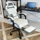 Геймерское кресло DEXON EVI RD-6072 с подставкой для ног, из экокожи, металлическая крестовина, Белый - изображение 5