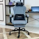 Геймерское кресло DEXON VELARIS RD-6072 с подставкой для ног, из льняной ткани + мягкие подушки из велюра, металлическая крестовина, Серый - изображение 3