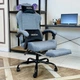 Геймерское кресло DEXON VELARIS RD-6072 с подставкой для ног, из льняной ткани + мягкие подушки из велюра, металлическая крестовина, Серый - изображение 4