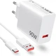 Комплект швидка зарядка LEXEGO 90W блок живлення USB-A з кабелем USB Type-C для Xiaomi Samsung Huawei ксяомі самсунга зарядний пристрій зі шнуром для телефона планшета ноутбука HyperCharge Turbo Charge Quick Charge білий (XMK-90W) - зображення 6