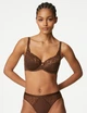 Бюстгальтер Marks & Spencer Full Cup з квітковим мереживом на кісточках шоколадний 85D 38D (2711) - зображення 1