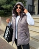 Жіночий демісезонний стьобаний жилет подовженого крою з капюшоном та кишенями ELFBERG RE-160 66-68 Мокко (2000001164822) - изображение 1