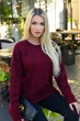 Жіночий теплий в’язаний светр вільного крою з фактурними косами на рукавах ELFBERG AF-1007 44-50 Бордовий (2000001166529) - изображение 2