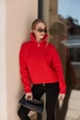 Жіноча тепла в’язана кофта на блискавці з високим коміром ELFBERG QS-26222 42-48 Червоний (2000001161128) - изображение 1