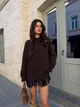 Жіночий теплий в’язаний светр-туніка вільного крою з мереживом по низу ELFBERG AD-405 42-48 Шоколадний (2000001160053) - изображение 7