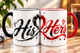 Набір парні чашки His & Hers COUPLE COLLECTION 330 мл чорна та червона ручка - зображення 1