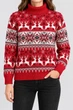 Свитер женский новогодний под красный горло с рисунком кофта. L-XL (407770) - изображение 1