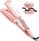Потрійна плойка-хвиля для волосся NOVUS Hair Waver NV210AI (потрійні щипці для глибоких хвиль та голлівудської укладки) Рожевий - зображення 1