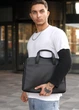 Сумка для ноутбука Sambag Roll з перфорацією 35х28х5 см чорна екошкіра - зображення 4
