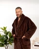 Халат чоловічий махровий теплий без капюшона з кантом кориччневий XXL - изображение 3