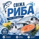Баннер для продуктового магазина "Свежая рыба. Вкус моря", размер 2х2м. - изображение 1