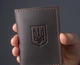 Кожаная обложка для автодокументов прав техпаспорта нового образца Velimirovich темно коричневая (шоколад) - изображение 5