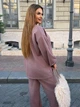 Костюм жіночий брючний ангора двостороння кардиган на поясі штани на резинці 48–50 бежевий - зображення 4