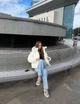 Куртка пуховик жіноча оверсайз з капюшоном біла 42р - зображення 5