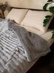 Плед покрывало искусственная овчина 150х200 см двусторонний очень тёплый плед полоска на диван полуторный размер цвет Серый - изображение 1