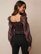 Блуза из органзы со сборками и длинными рукавами NA-KD 1610000070 2XS (850312XS) Бордовый - изображение 2