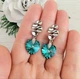 Сережки Hand Made з родієвим покриттям та кристалами Swarovski кольору Bermuda Blue - зображення 2