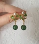 Серьги женские зеленые гвоздики стильная бижутерия - изображение 2