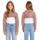 Болеро дитяче Zara коричневе в'язане з капюшоном коротке стильне для дівчинки 122 - изображение 5