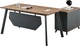 Стіл з тумбою OfficePro PG-F20B-16B медовий дуб темно-сірий стільниця 160×75×2,5 ДСП з меламіном сталеві ніжки висувні шухляди (PG-F20B-16B) - зображення 1