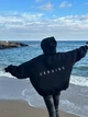 Худі Unisex з турецької тринитки пеньє на флісі з вишивкою ukraine на спине 42-50 чорний - зображення 2