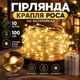 Гирлянда Капля Роса на батарейках 10 метров 100LED Теплый Белый - изображение 1