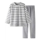 Комплект жіночої піжами Lesko Stripes Сірий 2XL сорочка з довгим рукавом і штанами для дому флісовий - зображення 6
