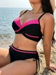 Красивый женский купальник Fuba 24043-1 черный-малиновый 56 (4XL) - изображение 10