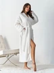 Теплый длинный махровый халат на запах с поясом и карманами ISSA PLUS 15955 3XL молочная (issa2007682879625) - изображение 2
