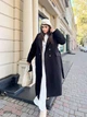 Пальто женское шерстяное оверсайз утепленное на пуговицах с поясом осень зима 54-58 черный - изображение 2