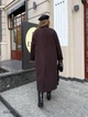 Пальто жіноче утеплене кашемірово вовняне з поясом осінь зима 52-54 коричневий - зображення 6