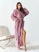 Длинный махровый теплый халат на запах с капюшоном и поясом ISSA PLUS 15953 XXL сиреневая (issa2007682880423) - изображение 2