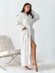 Длинный махровый теплый халат на запах с капюшоном и поясом ISSA PLUS 15953 XXL молочная (issa2007682880379) - изображение 2