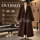 Женское кашемировое пальто oversize 48–50 шоколадного цвета, длинное на подкладке с отложным воротником и поясом - изображение 1