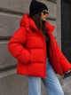 Куртка женская Lady Yep 30525 оверсайз пуффер с капюшоном теплая 44 красная - изображение 5