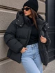 Куртка женская Lady Yep 30525 оверсайз пуффер с капюшоном теплая 44 черная - изображение 5