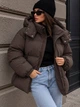 Куртка жіноча Lady Yep 30525 оверсайз пуффер з капюшоном тепла 44 коричнева - зображення 6