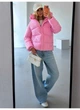 Пуховик жіночий класичний зі зйомним капюшоном матовий Modern Boutique рожевий, М ПУХ096 - изображение 4