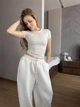 Жіночі oversize штани на флісі / Білий 42-46 / BASED 0139750 - зображення 5