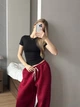 Женские oversize штаны на флисе / Красный 42-46 / BASED 0139730 - изображение 10