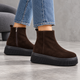 Ботинки женские зимние из натуральной замши ITstyle Коричневые с черным 38 24.5 см (07074272) - изображение 3