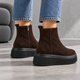 Ботинки женские зимние из натуральной замши ITstyle Коричневые с черным 38 24.5 см (07074272) - изображение 6