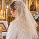 Венчальный платок женский с вышивкой и ажурной бахромой 80×80 см, бежевая накидка на голову для церкви и венчания (PV-1095) - изображение 2
