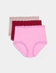 Трусы с высокой посадкой M&S Collection Cotton Rich Full Briefs набор 3 шт хлопковые с кружевом разноцветные UK18 XL (T61/4865F) - изображение 1
