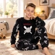 Пижама зимняя для мальчика теплая полар флис Mini Moon р 128 см 8 лет арт 5913 Бейсбол Черный - изображение 2
